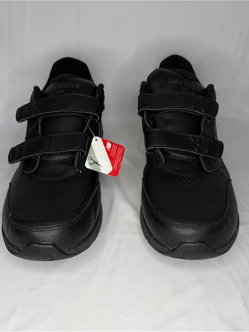 New Balance Black Leather Hook-and-Loop Athletic Sneakers